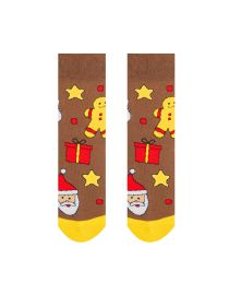Veselé ponožky "Vianočný čas je Christmas time" - hnedé detské