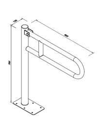 Stojace madlo pre telesne postihnuté osoby ⌀ 32 60 x 70 cm biela oceľ