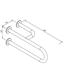 Pevné madlo pre osoby so zdravotným postihnutím, 3-podperné, pravé, 550 mm, lesklé