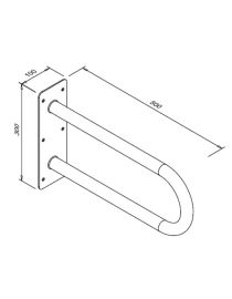 Pevné zakrivené madlo pre invalidov 500 mm matná nehrdzavejúca oceľ
