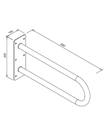 Pevné zakrivené madlo pre osoby so zdravotným postihnutím 600 mm z leštenej nehrdzavejúcej ocele