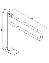 Madlo pre invalidov 700 mm z bielej ocele