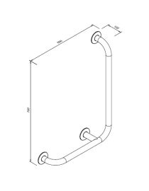 Pravouhlé madlo pre osoby so zdravotným postihnutím 7/5 pravé 90° lesklé z nehrdzavejúcej ocele