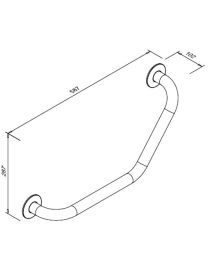 Madlo z leštenej nehrdzavejúcej ocele s uhlom 130° pre osoby so zdravotným postihnutím