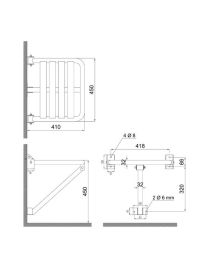 Skladacie sprchové sedadlo s podperami, matná nehrdzavejúca oceľ