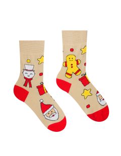 Veselé ponožky "Vianočný čas je Christmas time" - béžové detské