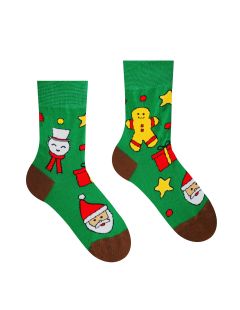 Veselé ponožky "Vianočný čas je christmas time" - zelené detské