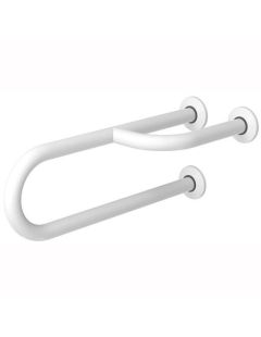 Pevné madlo pre osoby so zdravotným postihnutím, 3-podperné pravé, 600 mm, biela oceľ
