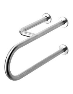 Pevné madlo pre osoby so zdravotným postihnutím, 3-podperné, ľavé, 550 mm, lesklá nehrdzavejúca oceľ