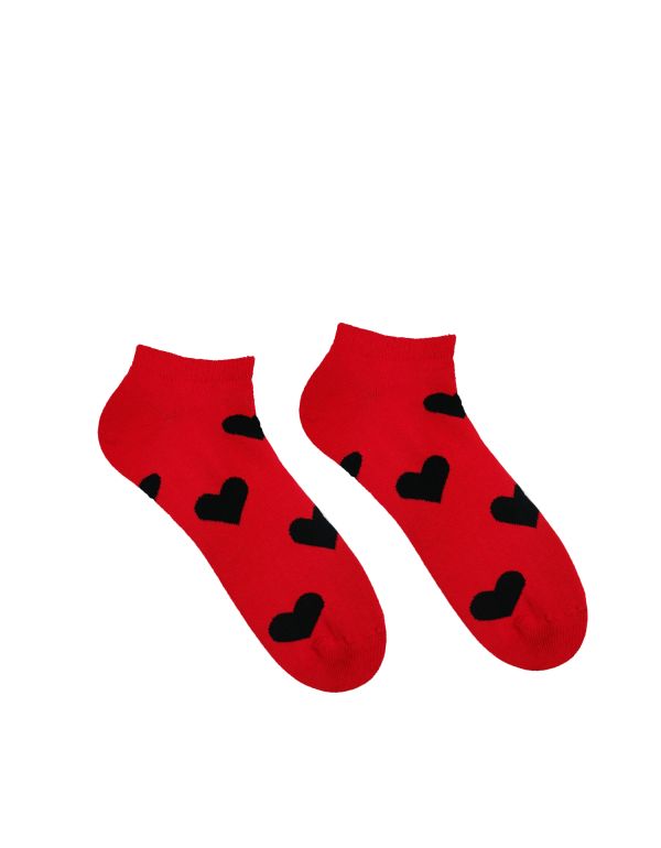 Veselé ponožky Srdiečko Červené - členkové