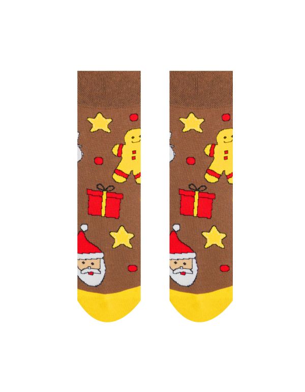 Veselé ponožky "Vianočný čas je Christmas time" - hnedé detské