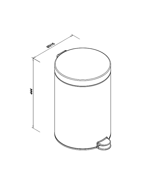 Čierny oceľový kúpeľňový odpadkový kôš, 30 l