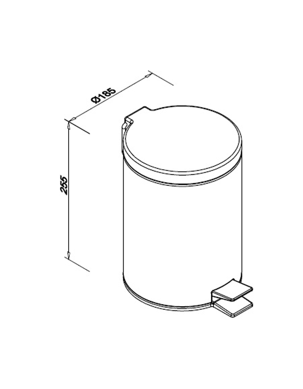 Čierny oceľový kúpeľňový odpadkový kôš, 5l