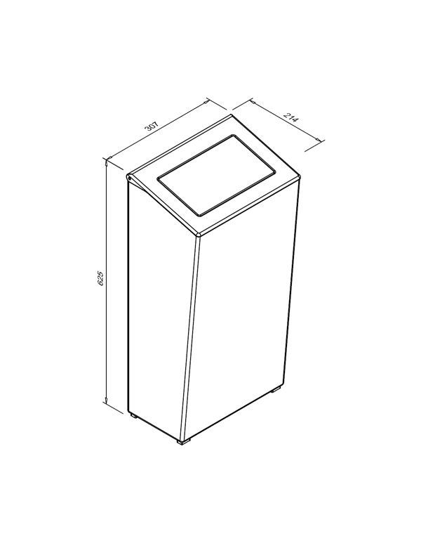Závesný odpadkový kôš s vekom, 30 l, saténový nerez