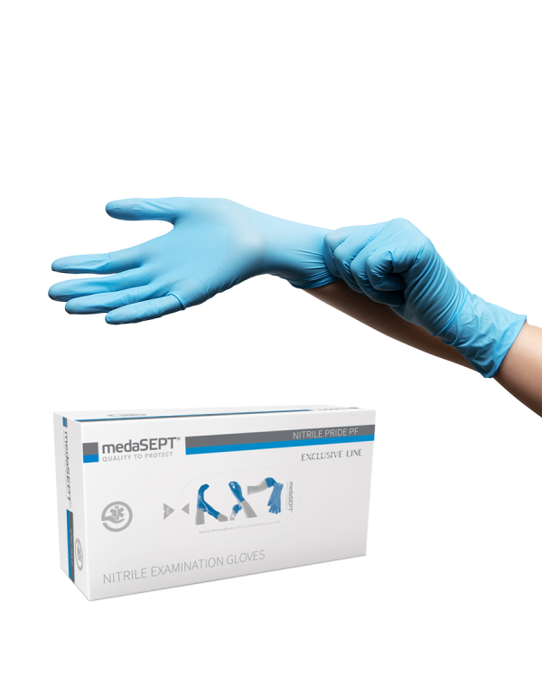 Rukavice medaSEPT® nitrile pride PF, modré rukavice