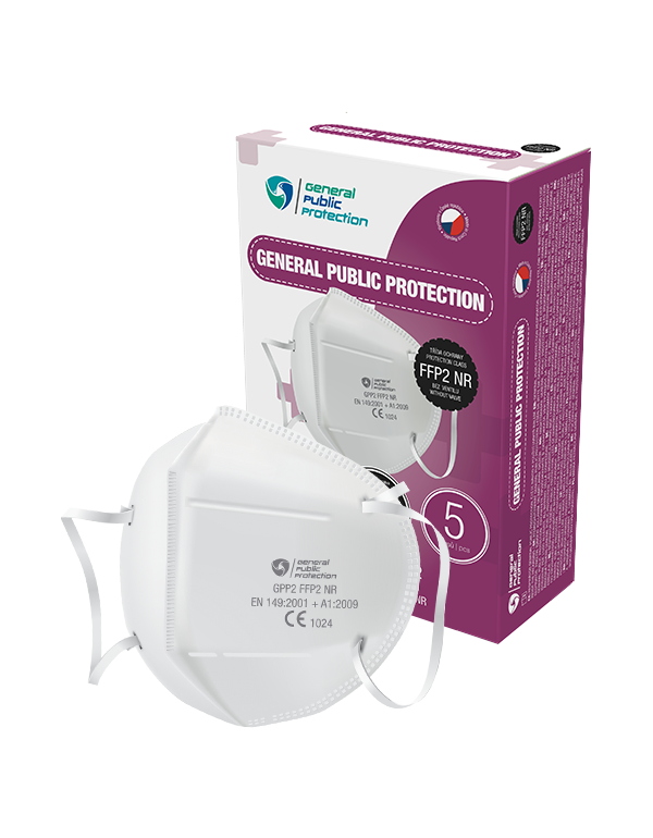 Respirátor GPP2 FFP2 NR (CE), 10 ks - BIELY