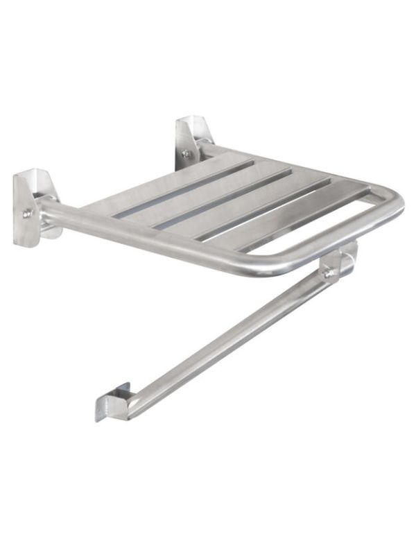 Skladacie sprchové sedadlo s podperami, matná nehrdzavejúca oceľ