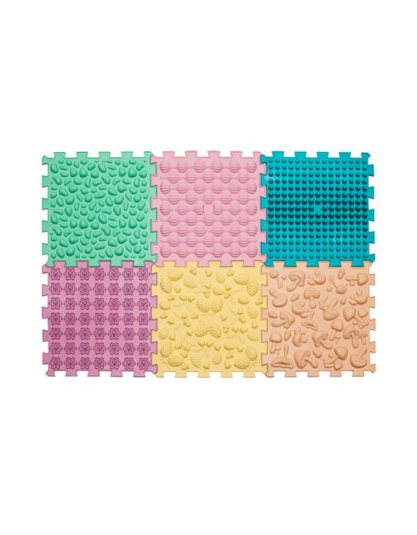 Masážna podložka Puzzle Mix Pastel 6 prvkov