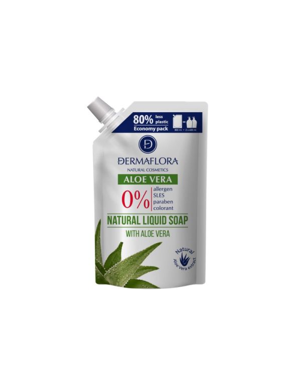 Dermaflora 0% tekuté mydlo 800ml s aloe vera - náplň