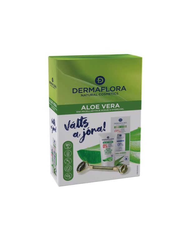 Darčeková sada Dermaflora 0% (hydrogél + micelárny peeling na tvár + masážny prístroj na tvár) s aloe vera