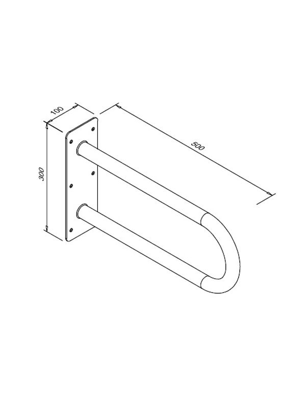 Pevné zakrivené madlo pre invalidov 500 mm matná nehrdzavejúca oceľ
