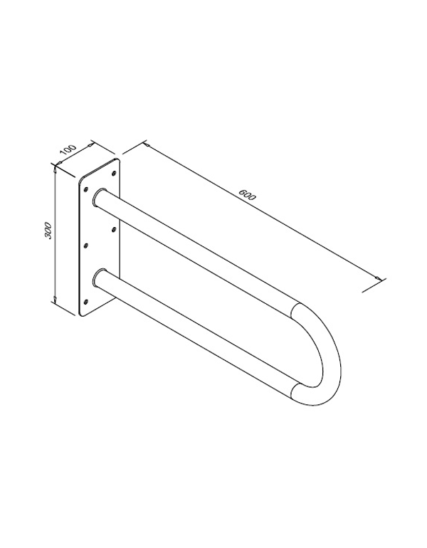 Pevné zakrivené madlo pre osoby so zdravotným postihnutím 600 mm z leštenej nehrdzavejúcej ocele