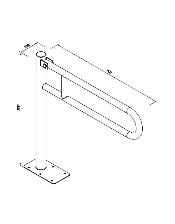 Madlo pre invalidov 700 mm z bielej ocele