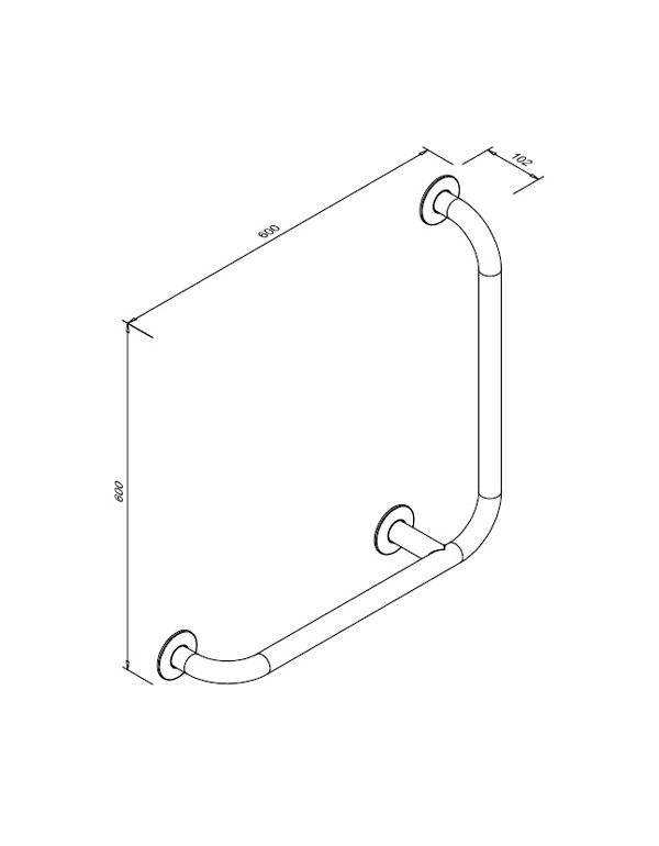 Ľavé madlo pre telesne postihnutých s uhlom 90°, lesklý nerez 7/5