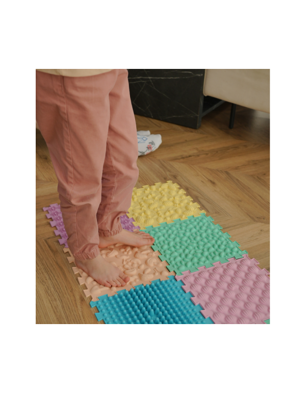 Masážna podložka Puzzle Mix Pastel 6 prvkov