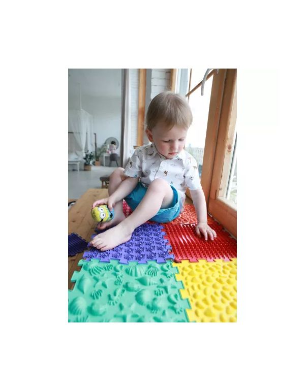 Senzomotorický masážny koberec Puzzle "Mega Mix" 16 prvkov